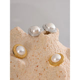 Oceanic Round Pearl Stud Earrings