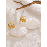 Statement Pearl Shell Drop Earrings
