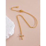Delicate Crystal Cross Pendant Necklace