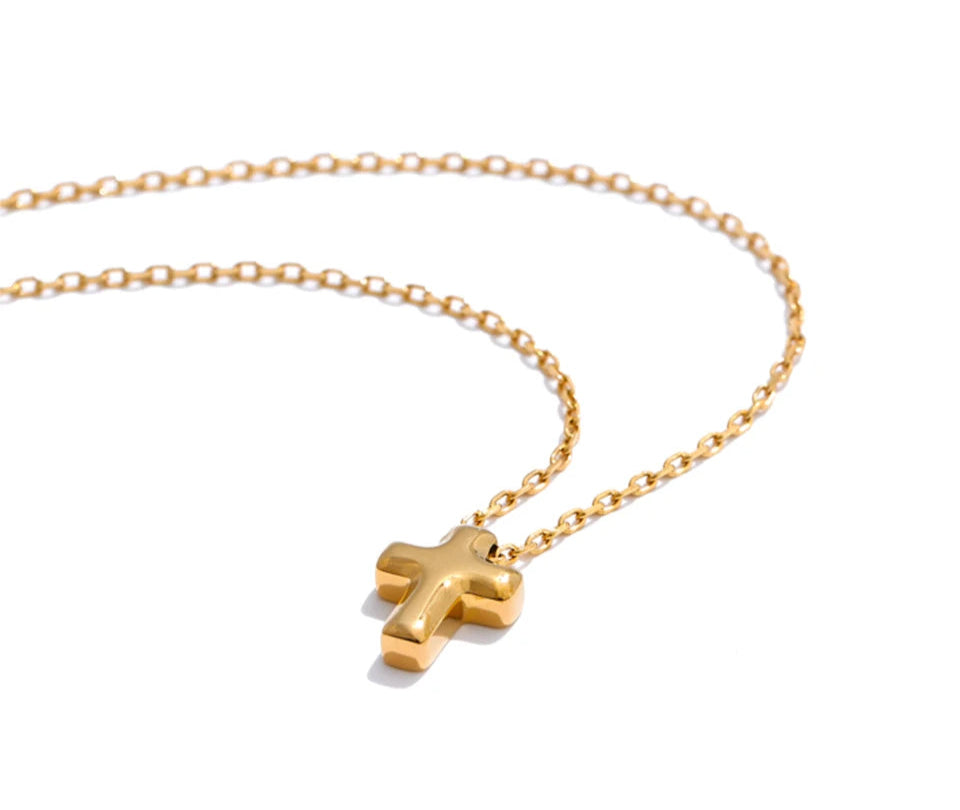 Gold necklace with a hashtag pendant on a white background