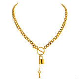Minimalist Lock Key Pendant Necklace