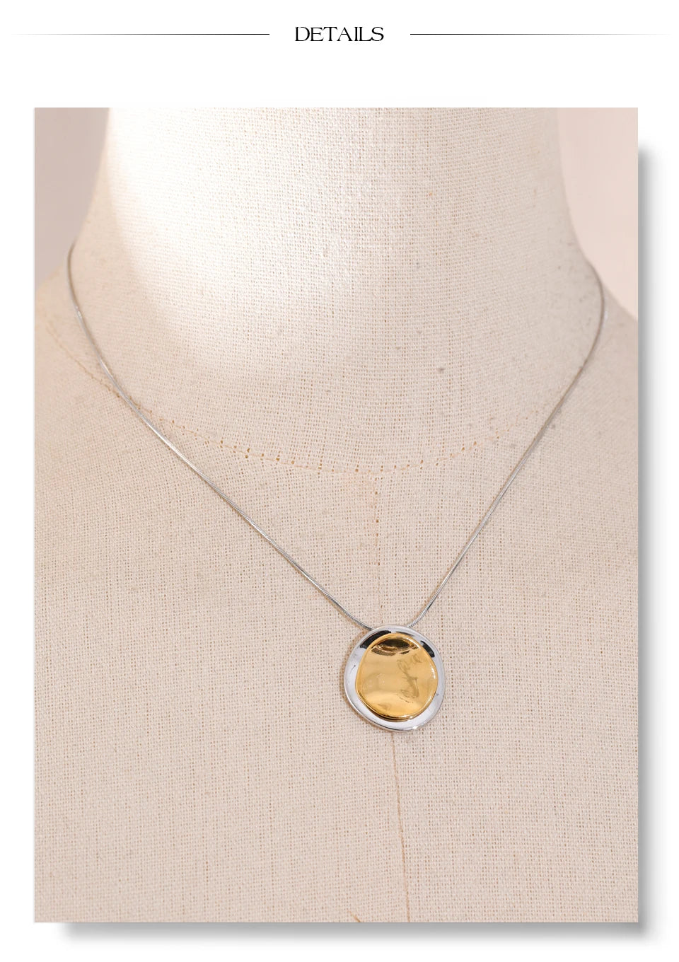 Necklace with a gold pendant on a beige background