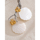 Statement Pearl Shell Drop Earrings