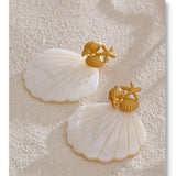 Statement Pearl Shell Drop Earrings