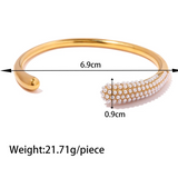Pearl Accent Gold Bangle Bracelet