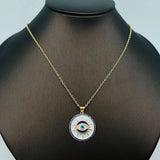 Dainty white enamel evil eye necklace with gold plating and blue stone, offering daily protection and elegant style for women.