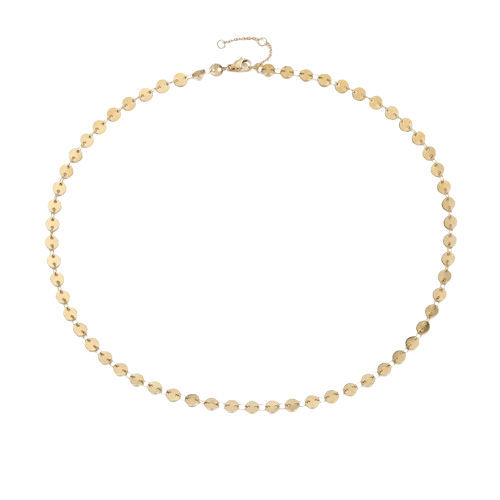 Gold circle choker chain necklace made of copper and cubic zirconia, perfect for layering and everyday wear.