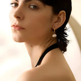 Korean-inspired simulated pearl dangle earrings in gold, crafted from stainless steel for elegant, everyday wear