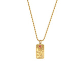 Gold lovers tarot card pendant necklace with cubic zirconia, featuring rose and star design, symbolizing love and harmony for daily wear.