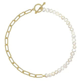 Timeless Vintage Chunky Clip Pearl Necklace, 18K gold-plated, offering a bold, elegant design that enhances both casual and formal looks.