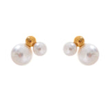 Round pearls stud earrings with three freshwater pearls and 18k gold plating, designed for timeless, everyday elegance
