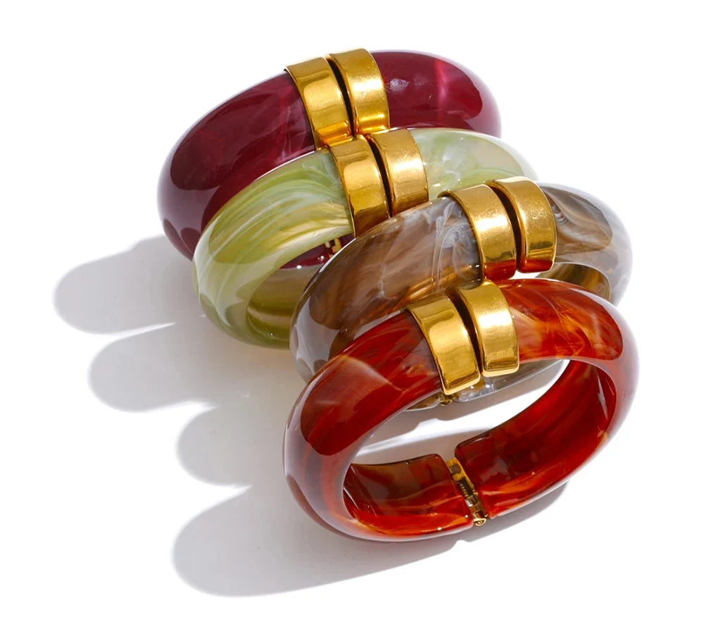 Ezra Gems acrylic thick bangle bracelet, colorful statement bangle