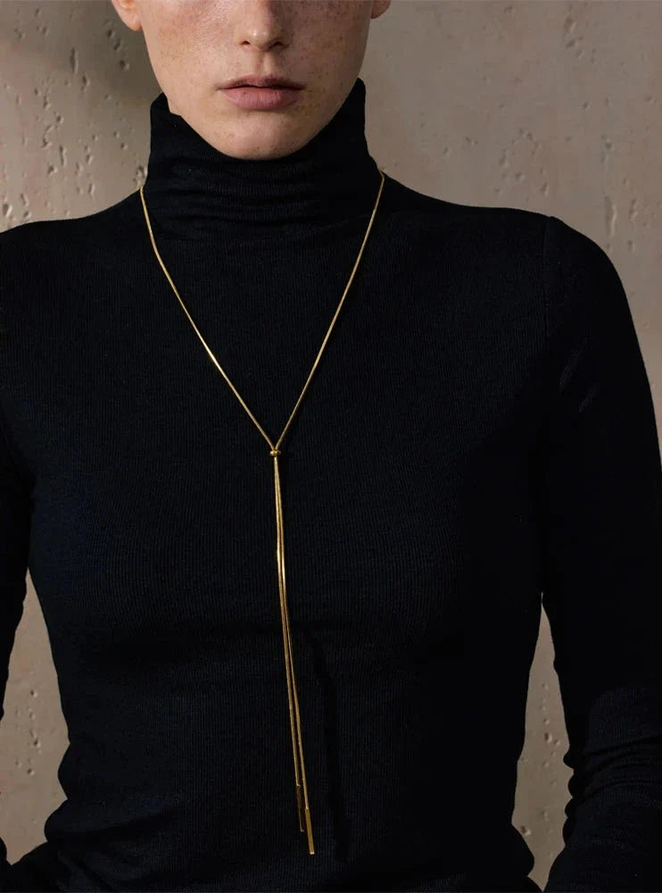 Ezra Gems adjustable gold chain necklace, 18k gold-plated stainless steel, waterproof and tarnish-free