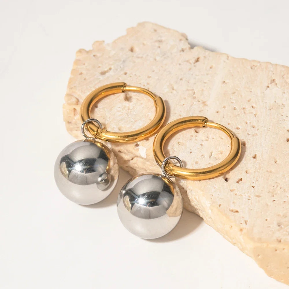 Ezra Gems two-tone gold and silver hoop earrings — mixed metal, waterproof, tarnish-free