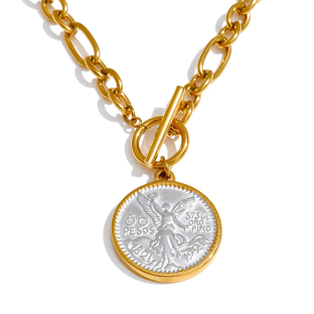 Ezra Gems angel pendant toggle necklace — gold pendant necklace for open necklines