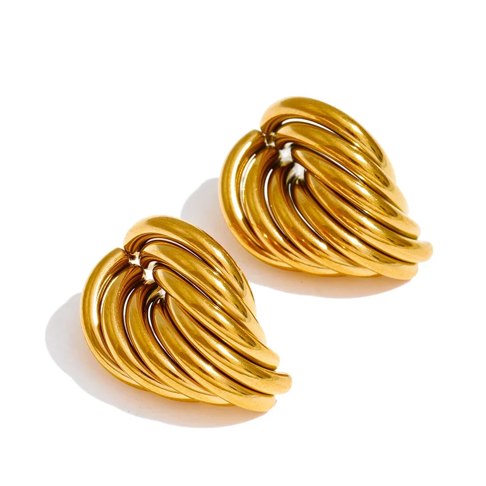 Ezra Gems cast geometric stud earrings, 18k PVD gold-plated stainless steel