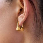 Dainty Lock Hoop Earrings — waterproof hypoallergenic gold-plated jewelry | Ezra Gems