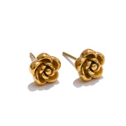 Rose Flower Petal Stud Earrings – Waterproof 18K Gold Plated Earrings | Ezra Gems