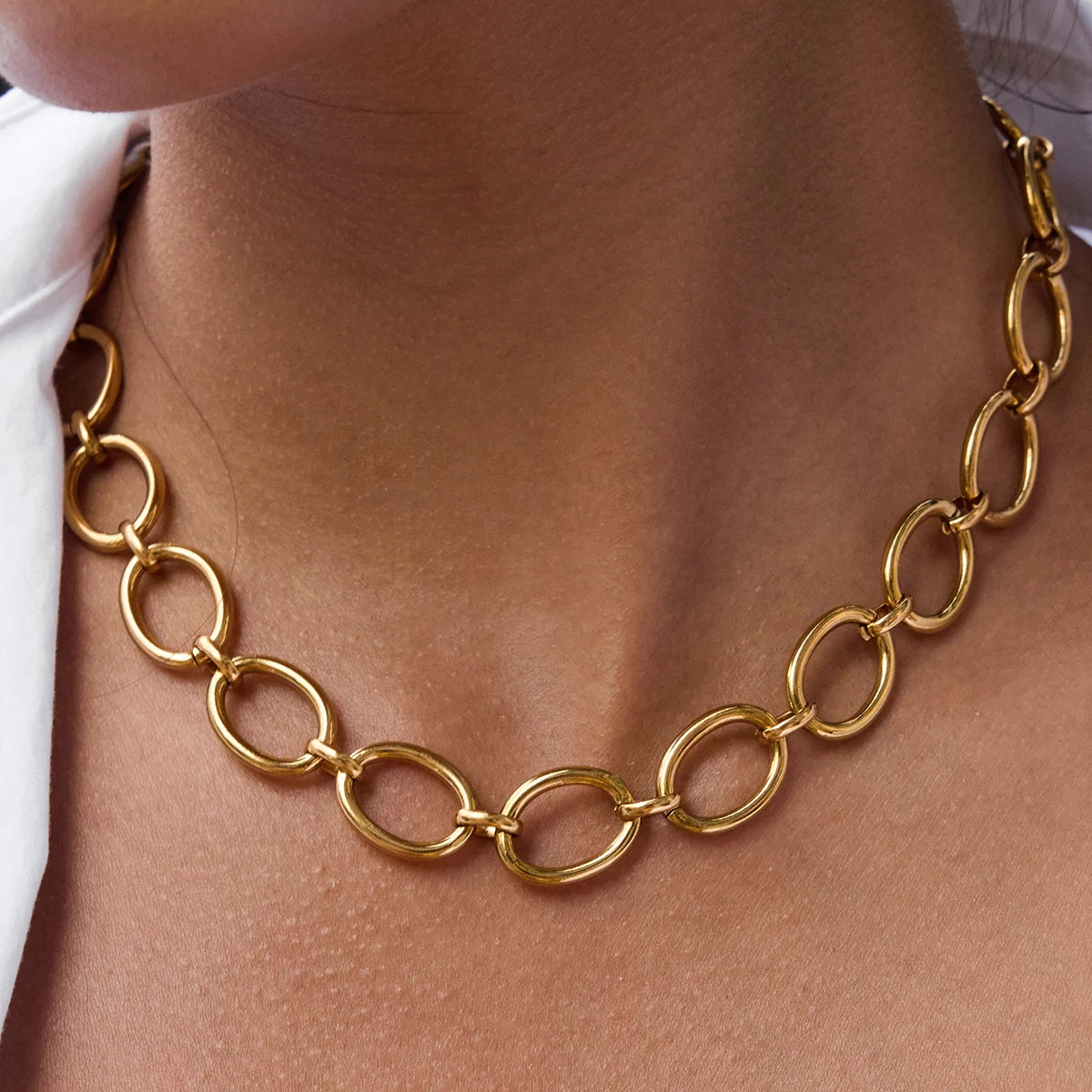 Chunky O-Link Toggle Chain Necklace – Waterproof 18K Gold Plated Necklace | Ezra Gems
