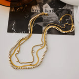 Layered Square Zirconia Necklace – Waterproof 18K Gold Plated Necklace | Ezra Gems