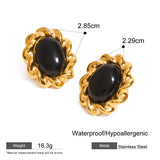 Black Stone Statement Earrings
