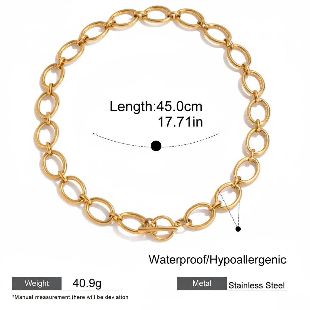 Chunky O-Link Toggle Chain Necklace – Waterproof 18K Gold Plated Necklace | Ezra Gems