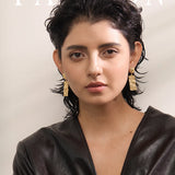 Hammered Rectangle Drop Earrings