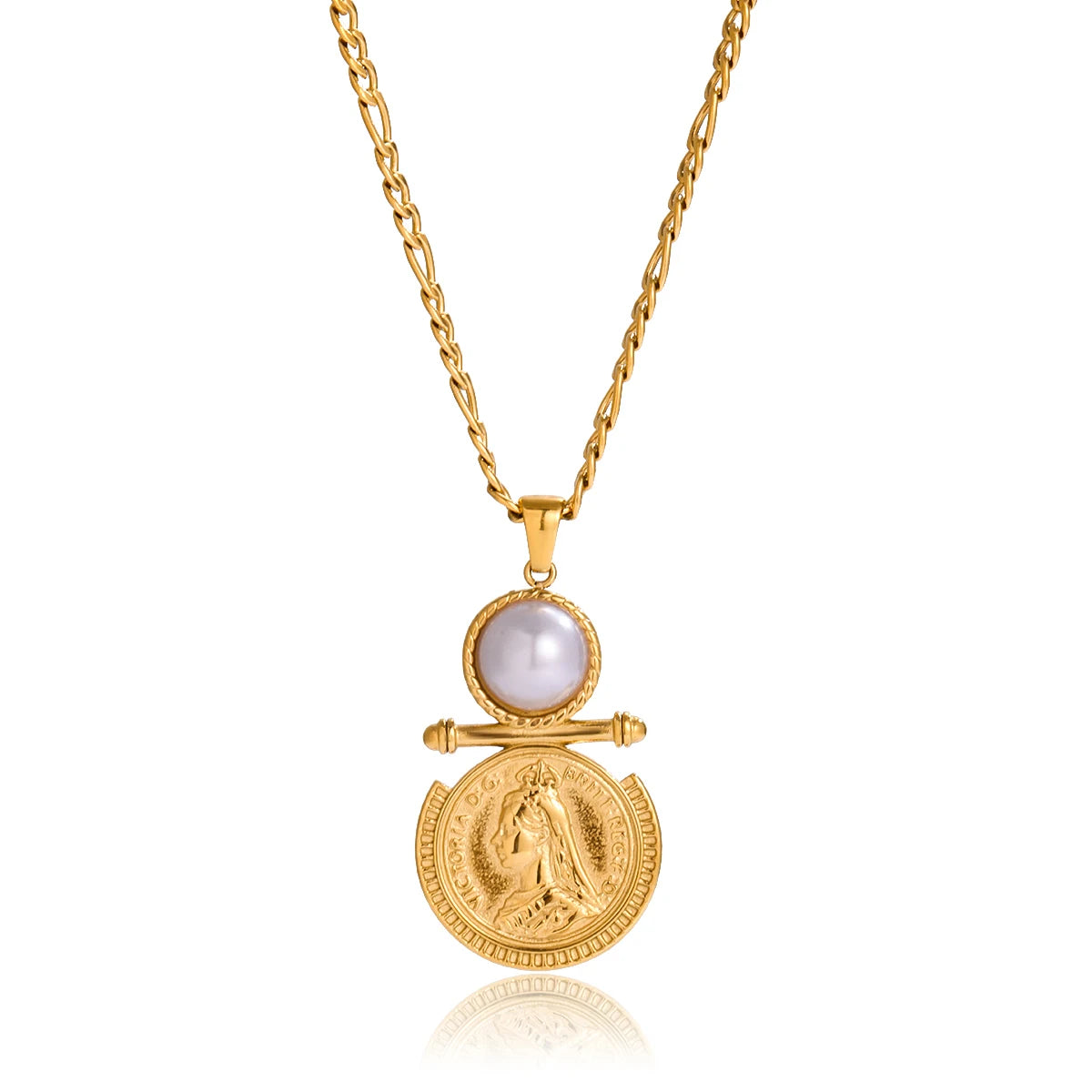 Pearl Cameo Portrait Necklace – Waterproof 18K Gold Plated Necklace | Ezra Gems