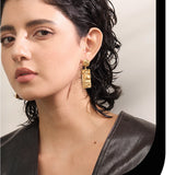 Hammered Rectangle Drop Earrings