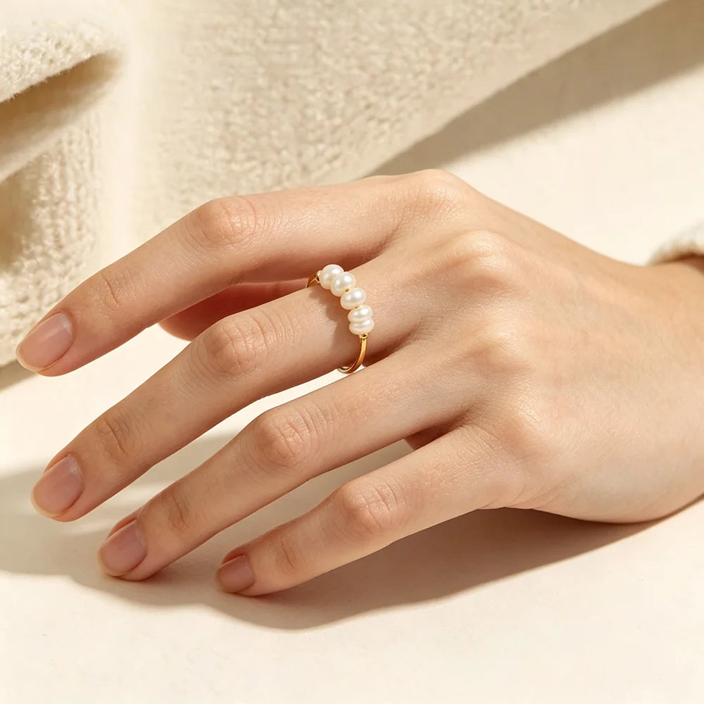 Freshwater Pearl Solitaire Ring – Waterproof 18K Gold Plated Ring | Ezra Gems