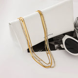Layered Square Zirconia Necklace