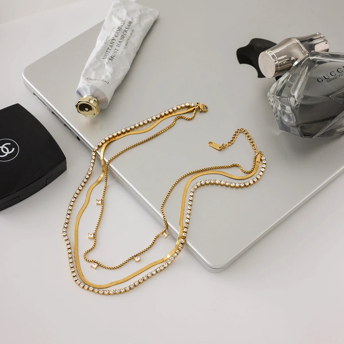 Layered Square Zirconia Necklace – Waterproof 18K Gold Plated Necklace | Ezra Gems