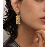 Hammered Rectangle Drop Earrings