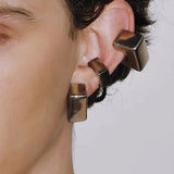Glossy Square Ear Cuff Earrings – Waterproof 18K Gold Plated Earrings | Ezra Gems