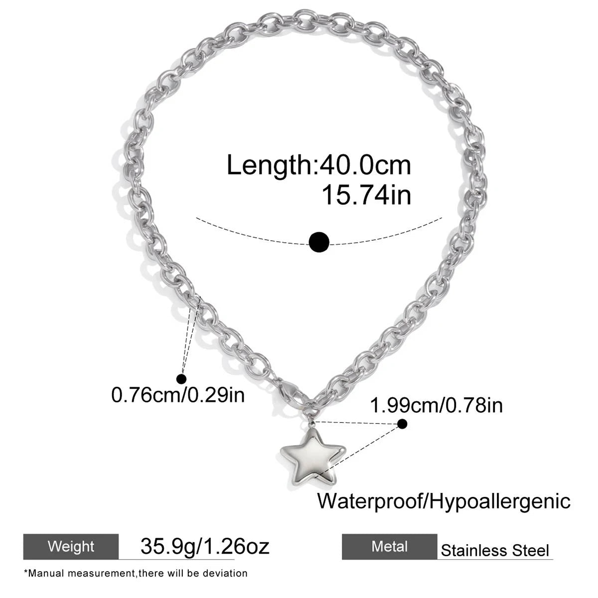 Smooth Star Pendant Necklace – Waterproof 18K Gold Plated Necklace | Ezra Gems