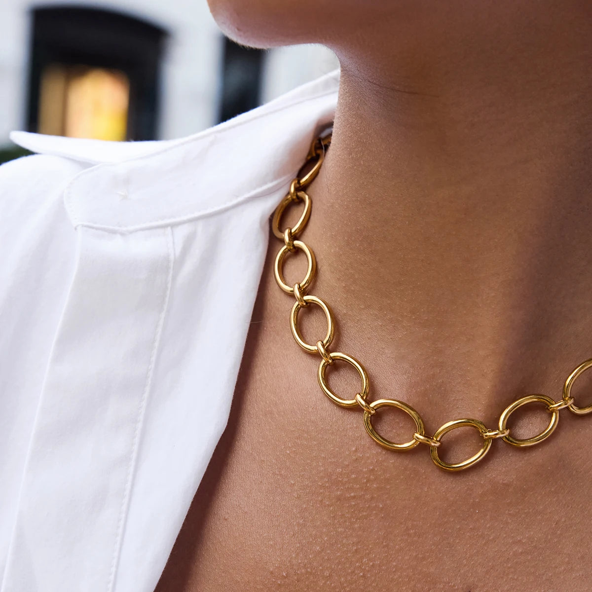 Chunky O-Link Toggle Chain Necklace – Waterproof 18K Gold Plated Necklace | Ezra Gems