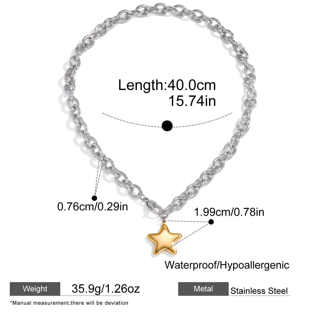 Smooth Star Pendant Necklace – Waterproof 18K Gold Plated Necklace | Ezra Gems