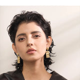 Hammered Rectangle Drop Earrings