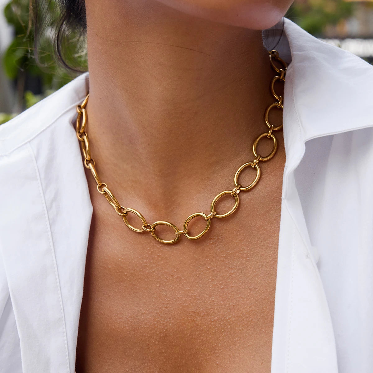 Chunky O-Link Toggle Chain Necklace – Waterproof 18K Gold Plated Necklace | Ezra Gems