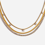 Layered Square Zirconia Necklace – Waterproof 18K Gold Plated Necklace | Ezra Gems