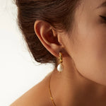 Single Pearl Drop Chain Earrings – Waterproof 18K Gold Plated Earrings | Ezra Gems