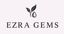 EZRA GEMS logo with a leaf and droplet design on a white background