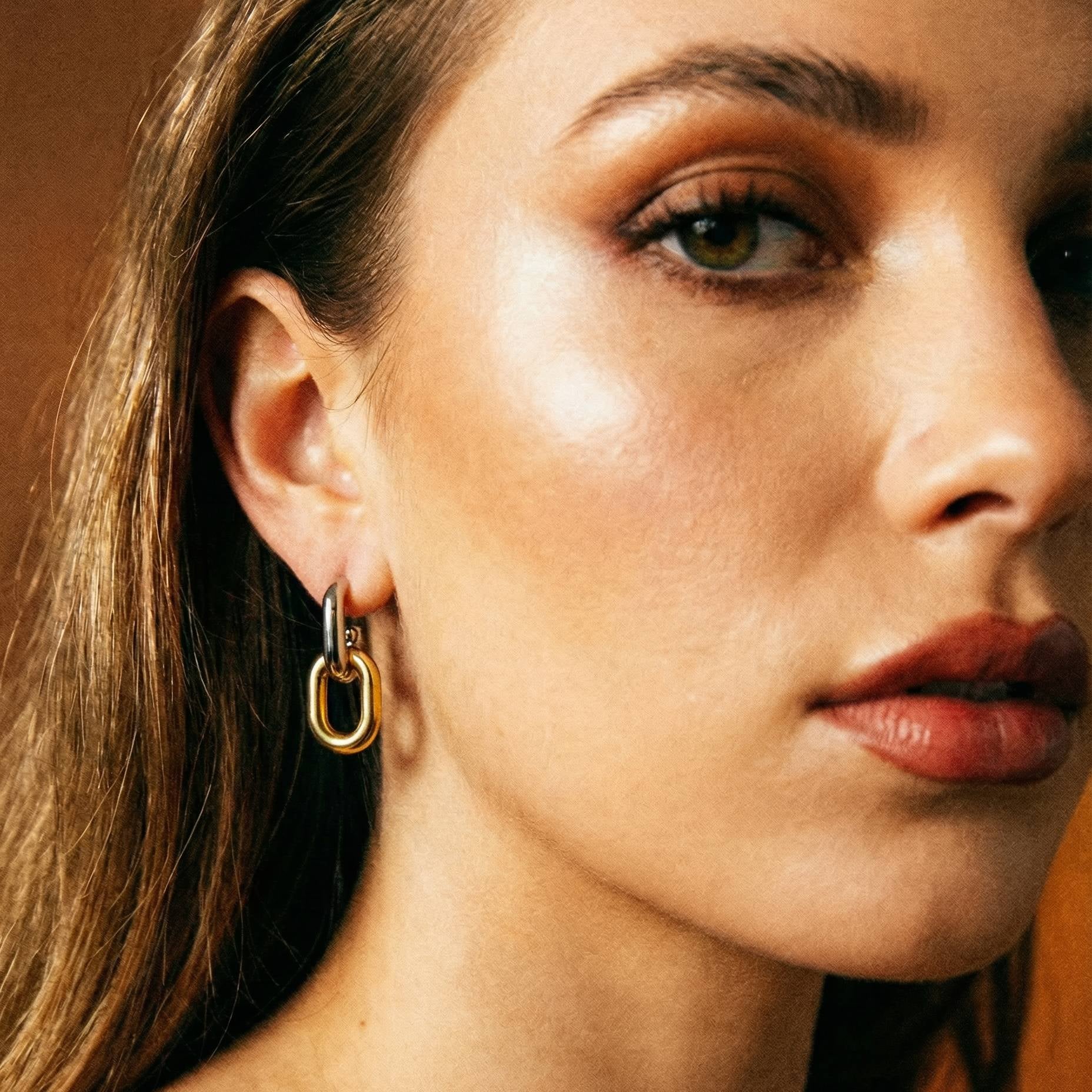 Two-Tone Gold Silver Hoop Earrings