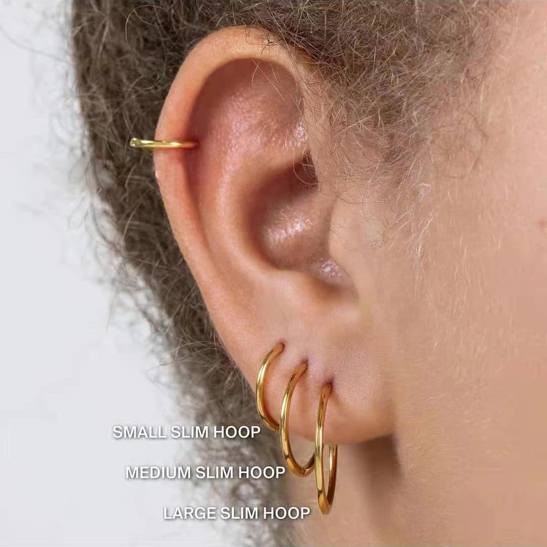 Minimalist Round Loop Hoop Earrings – Waterproof 18K Gold Plated Earring | Ezra Gems