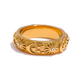 Sun Star Moon Celestial Ring
