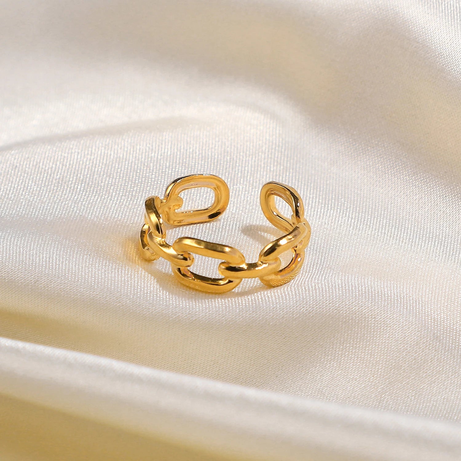 Mixed Link Open Stacking Ring – Waterproof 18K Gold Plated Ring | Ezra Gems