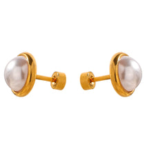 Pearl Screw-Back Stud Earrings – Waterproof 18K Gold Plated Earrings | Ezra Gems