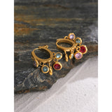 Colorful Gemstones Hoop Earrings