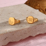 Engraved Letter Word Ring