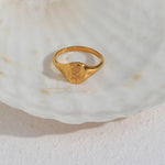 Engraved Wildflower Signet Ring – Waterproof 18K Gold Plated Ring | Ezra Gems